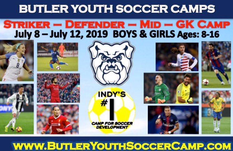 Indy’s #1 position specific camp! 🥇

Striker 🥅
Defender💯
Midfielder🔄
Goalkeeper ❌

“Offence wins games. Defence wins championships”

Learn how to master your craft by signing up now at: 
ButlerYouthSoccerCamp.com

📅July 8th - July 12th