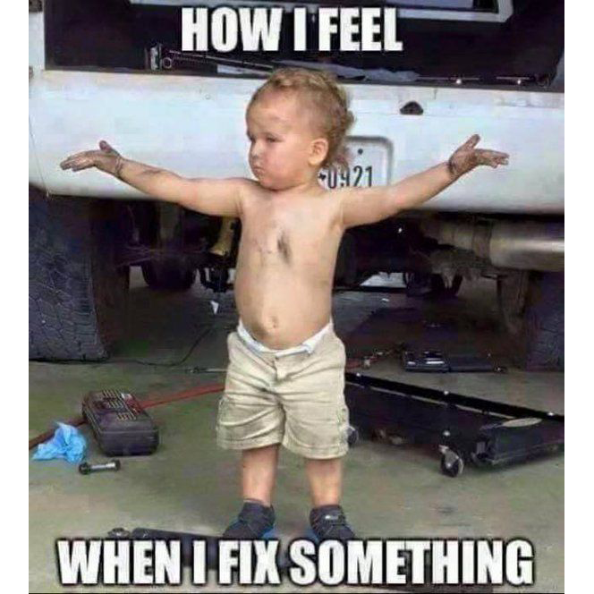 GatewayAutobody's tweet photo. 'How I feel when I fix something!' :)

#FridayFunnies #AutobodyRepairShop #FamilyBusiness https://t.co/fTK5UsEg70
