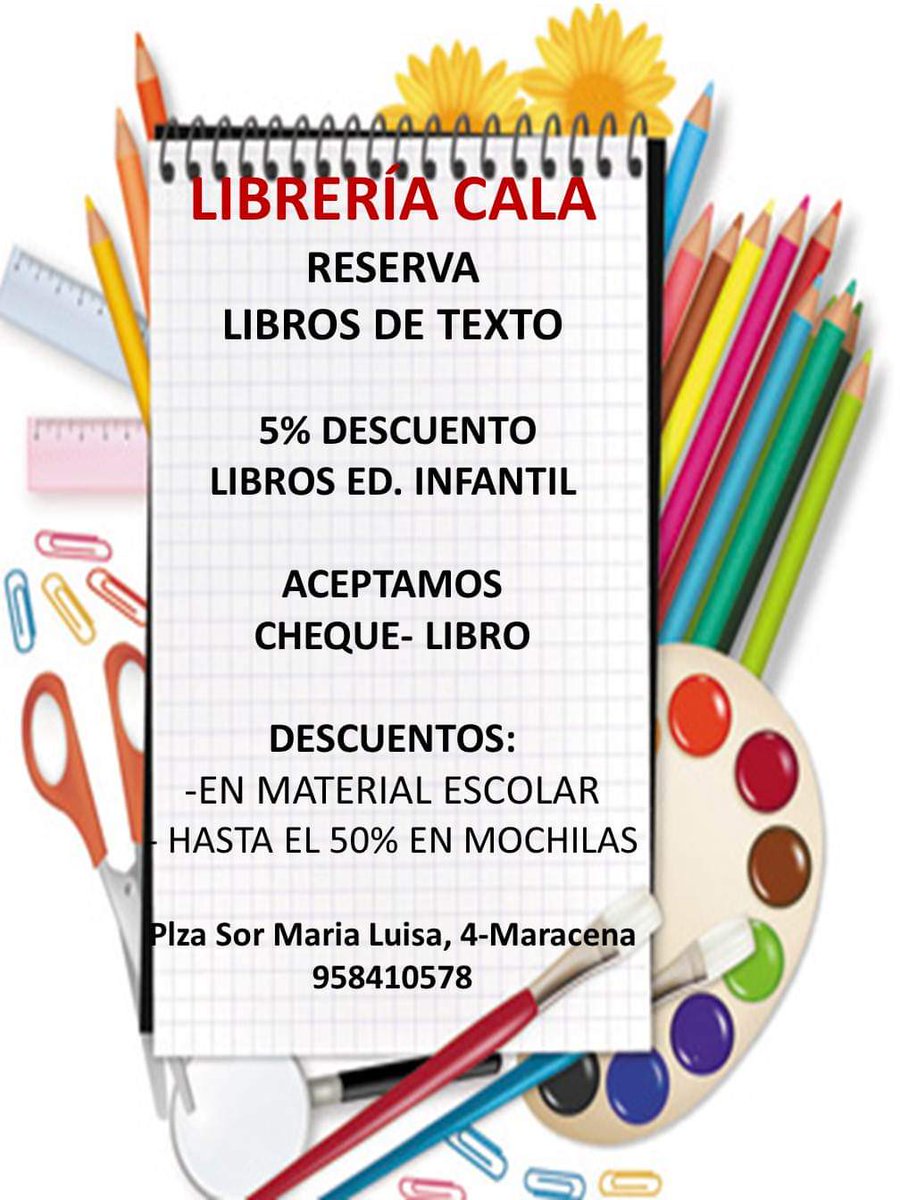 Cuenta atrás!!
#campañaEscolar #CalaGranada #profesionalesDelLibro #yoComproEnLibrerias #LibreriaCalaGranada #librosDetexto #backtoschool