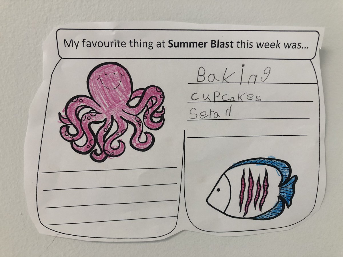 MsMeganMcCann's tweet photo. What was your child’s favourite part of #CampBlast this week? “My favourite part was stirring the cupcakes all together” #Teamwork @WellingtonCath #WhatWCDSBDoes #SummerLearning https://t.co/ZTS8FxwiLr
