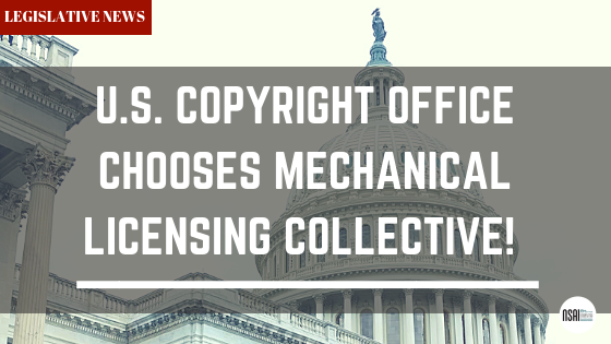 U.S. COPYRIGHT OFFICE CHOOSES MECHANICAL LICENSING COLLECTIVE! bit.ly/2JDDJoL #musicmodernizationact #mechanicallicensingcollective #mma #mlc #songwriters #nashvillesongwriters