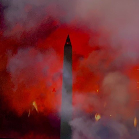 DMVFollowers's tweet photo. The fireworks from last night made the Washington Monument look very demonic. 😈

📸 @MatthewGaydos https://t.co/dYhYj6gUef