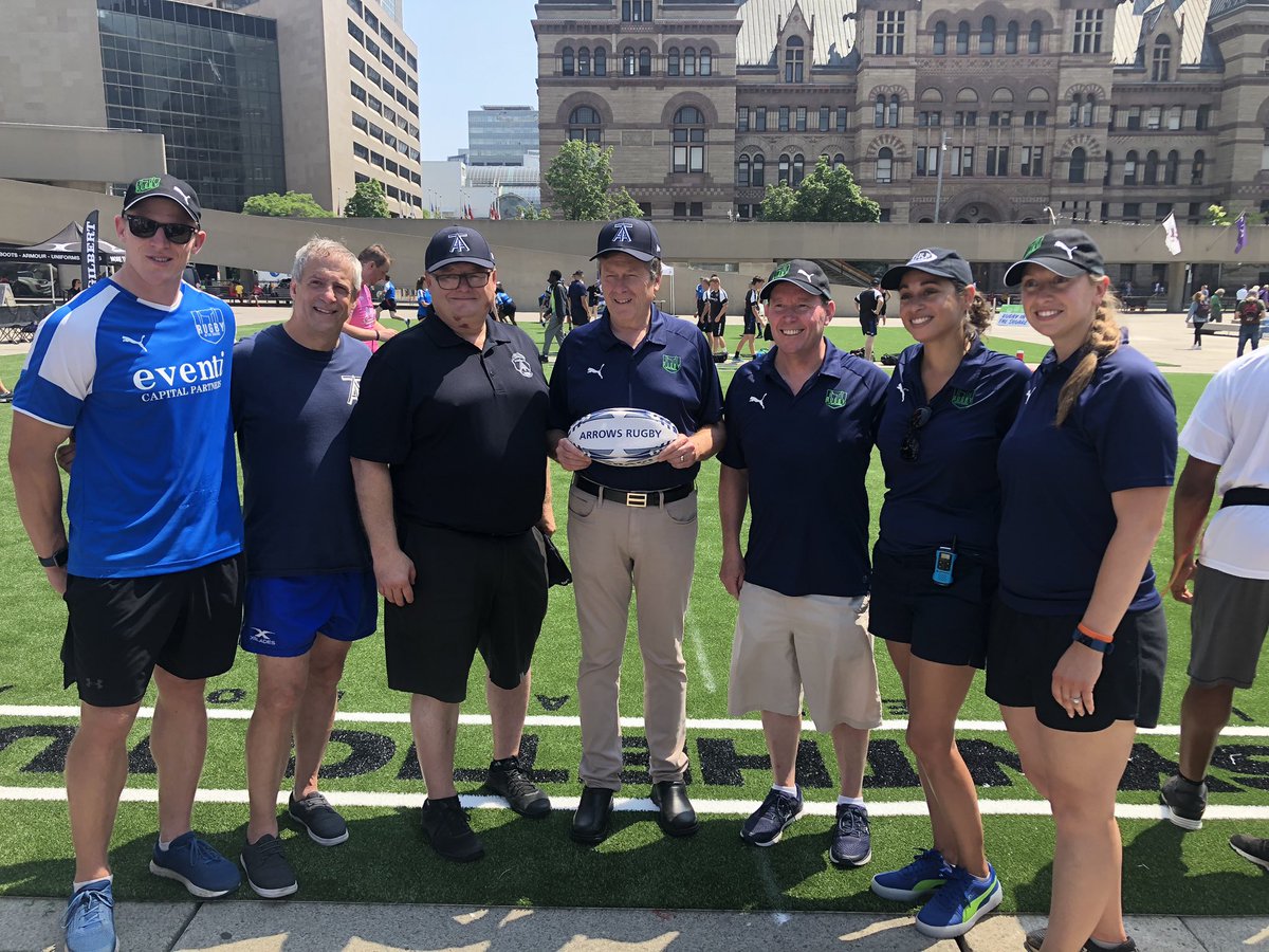 Thank you to <a href="/JohnTory/">John Tory</a> for coming out to Rugby in the Square! The mayor was presented with a RITS polo and a <a href="/TorontoArrows/">Toronto Arrows RC</a> hat and ball! Thank you for coming out and supporting rugby in Ontario! We really appreciate it!