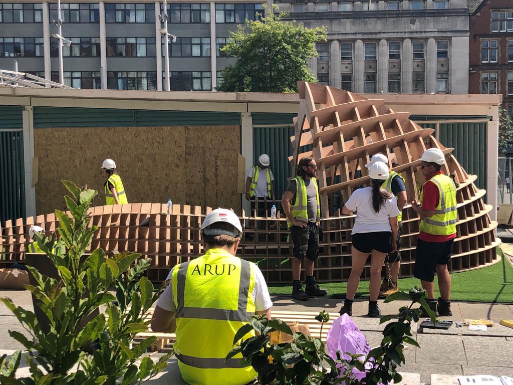 leonard_design's tweet photo. Wow what a day! A hot one too! Thank you to everyone involved in designing, developing, manufacturing, constructing and organising the brand new @scale_rule pavilion, the #SocialShell, in #Nottingham city centre today #architecture #design #education https://t.co/nKwTe4LE3E