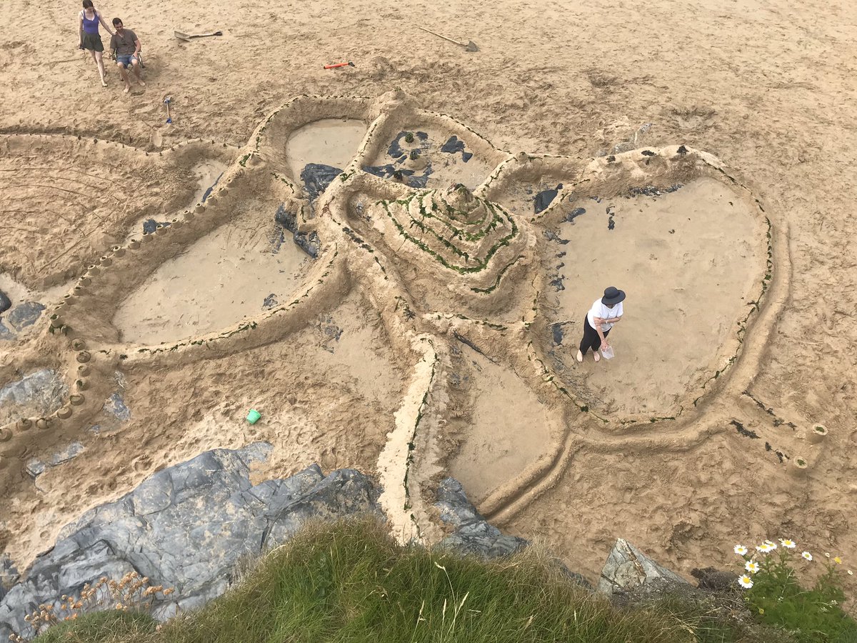 Look on our works, ye mighty, & despair! In our many long years of making  #sandcastles at  #Trevone, this is surely our masterpiece.Now we just wait for the sea...