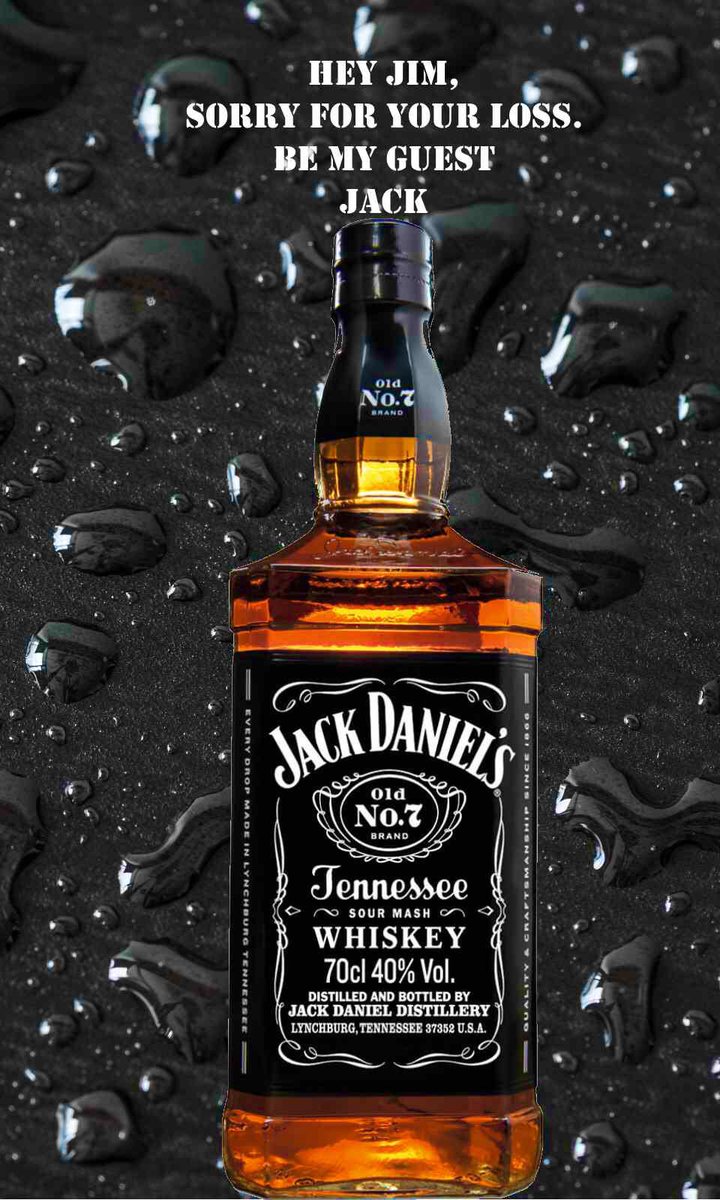 simonxblock's tweet image. Hey Jim,
Sorry for your loss. 
Be my guest
Jack
#jimbeamfire #jimbeam #jackdaniels #funnyads