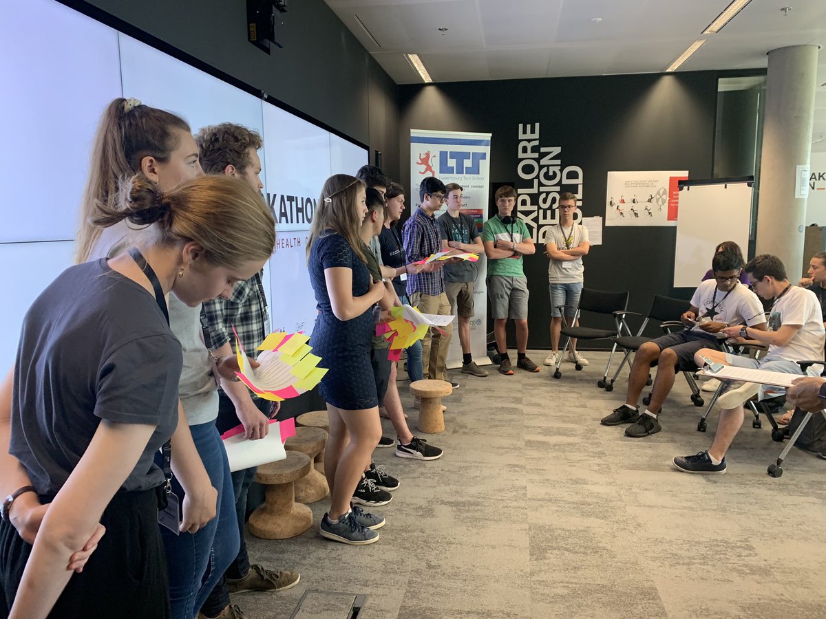 PwC_Luxembourg's tweet photo. Now... it’s a Key Moment! 👏 #HealthHack19 students present the projects they will work on over 21 hours 🥊, until Sunday afternoon. We’ll accompany them tomorrow morning during the #ideation / #design process. Stay tuned! @LuxTechSchool #experiencepwclu #hackathon https://t.co/NBwcdt84uI