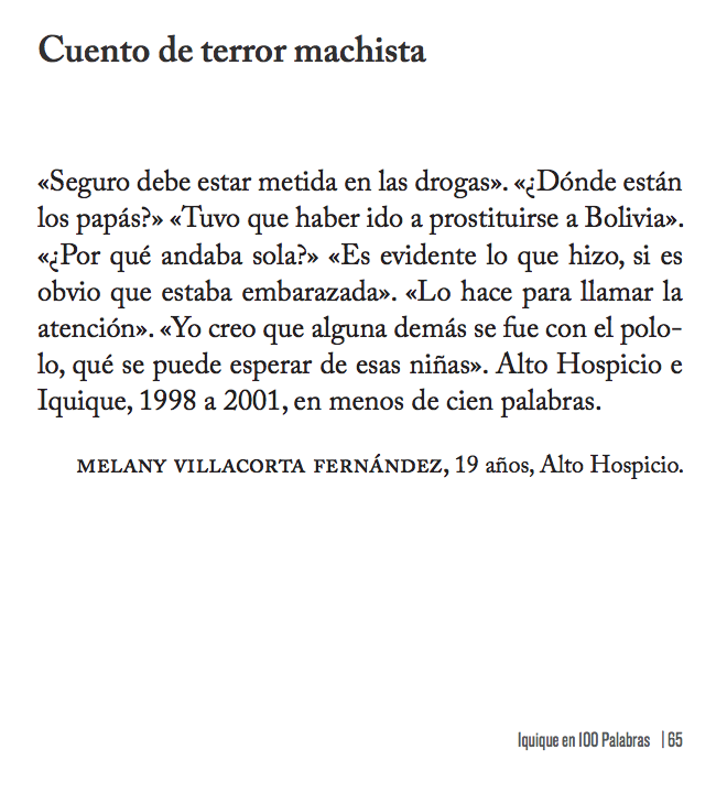 iquique100's tweet photo. #cuentodeldía: «Cuento de terror machista»*

¡Participa en la versión IX de nuestro concurso de cuentos breves! Puedes enviar hasta 5 cuentos en https://t.co/vLJqzFkG61

*publicado en el libro con los mejores 100 cuentos de la versión VIII de #iquiqueen100palabras https://t.co/w9nKayRLQM