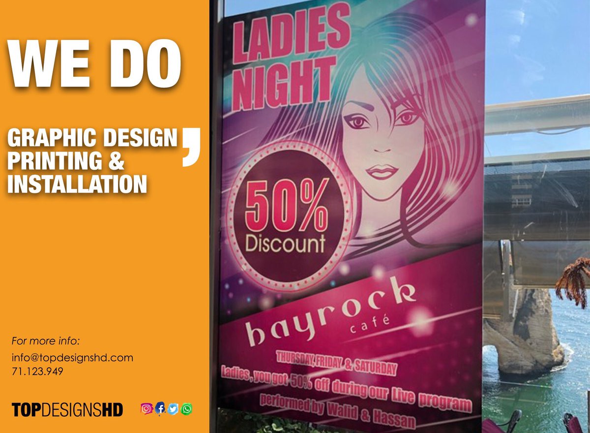 Topdesignshd's tweet photo. YES WE DO!
Graphic design, printing &amp; installation services.
For more information call us at 71123949
#topdesignshd #design #print #installation #install #designer #poster #flyer #business #graphic #digital #printing #paper #vinyl #restaurant #hibadallal https://t.co/2VOTSNKIKk