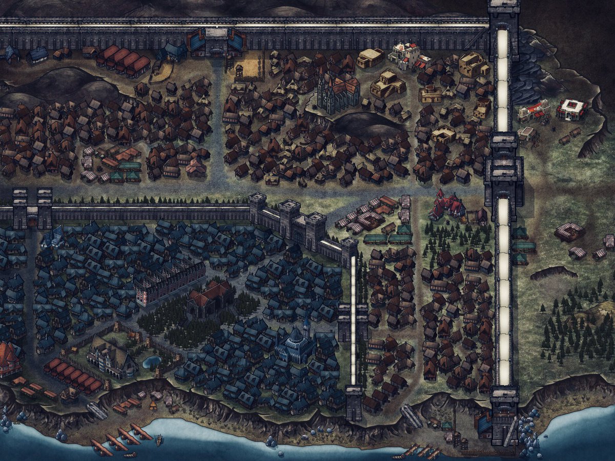 dungeonmount's tweet photo. Coming back with a new map! Only half the city, but the second half is coming soon! 

Shoutout to the @inkarnaterpg community for the tips and tricks for creating awesome visuals for my #DnD campaigns.

 #DungeonMaster #INDnD #everydaydnd https://t.co/9joJh0mnAx