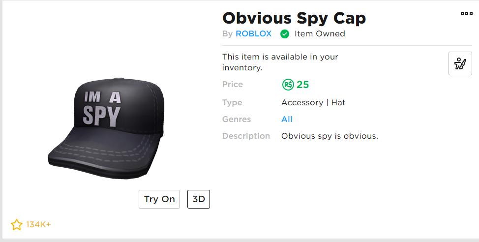 Ibillyprogamer On Twitter Rbxtools Thank You So Much I Got The - roblox obvious spy cap