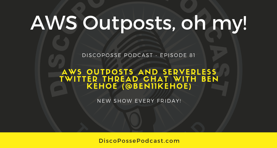discoposse's tweet image. DIscoPosse Podcast Episode 81 - AWS Outposts and Serverless Twitter Thread Chat with Ben Kehoe (@ben11kehoe)
#Podcast #AWS #Outposts #Serverless discoposse.com/2019/07/05/pod…