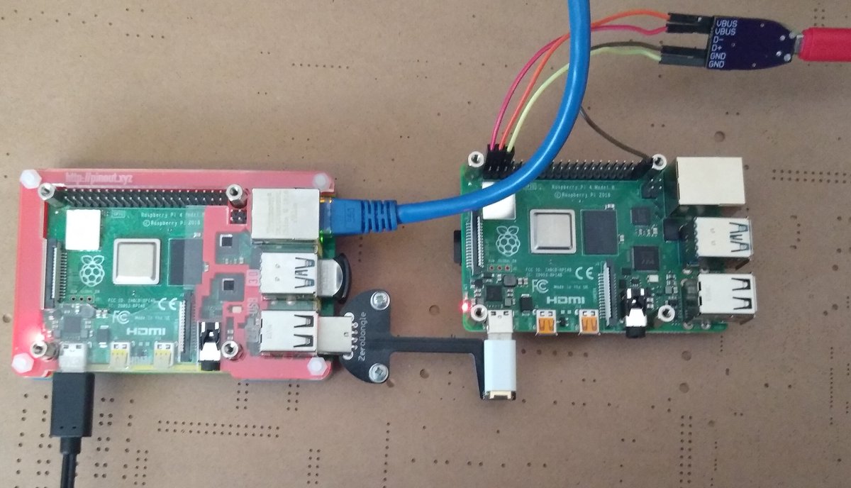 burtyb's tweet image. Firmware to boot a @Raspberry_Pi #Pi4 as a USB device might not be here yet but that doesn&apos;t mean you can&apos;t use the #Pi4 as a USB Gadget. It &quot;just works&quot; with the latest (test) buster image for #ClusterHAT on the SD :).