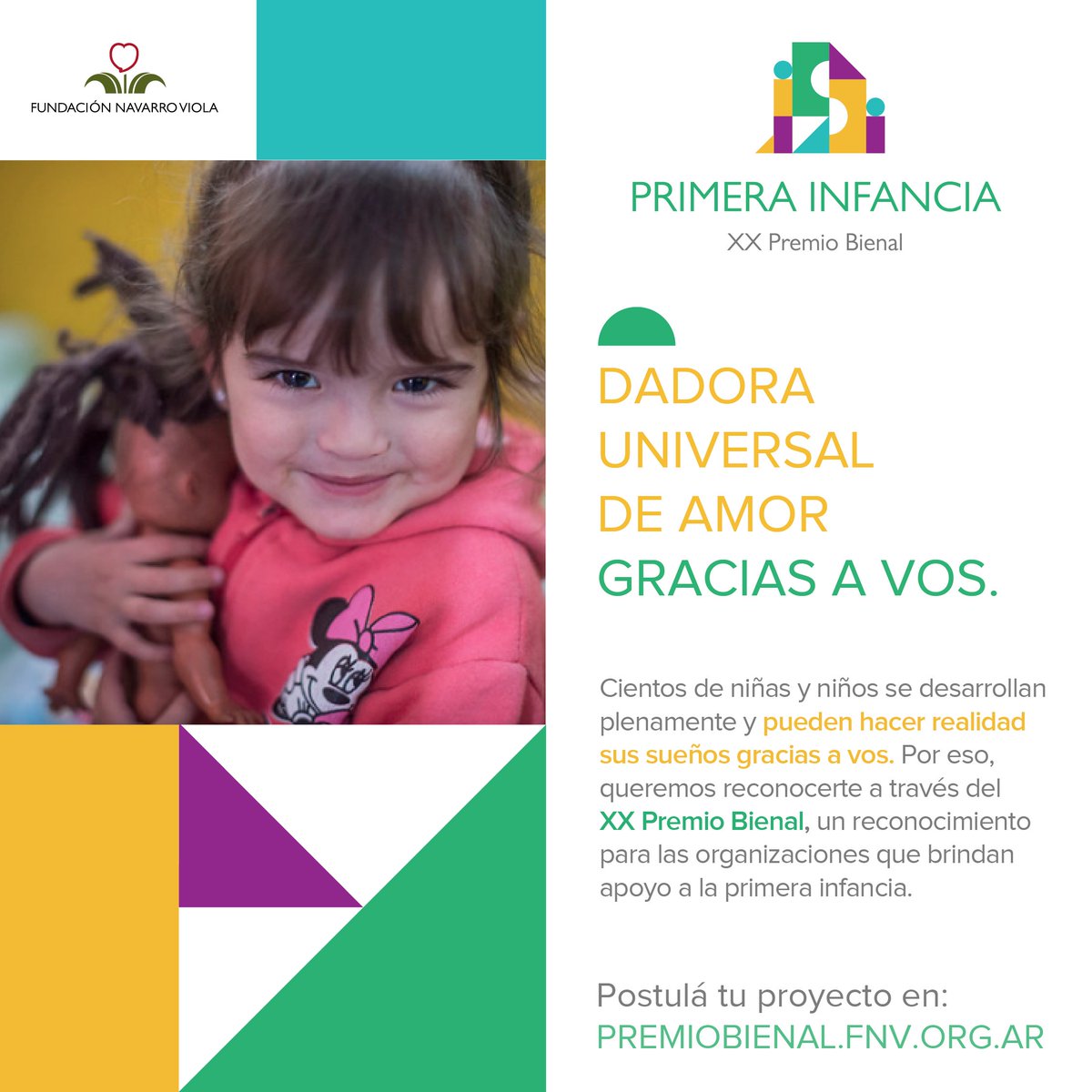 FNavarroViola's tweet photo. ¡Te invitamos a participar en el XX Premio Bienal!, la iniciativa que reconoce las buenas prácticas en el trabajo con la #primerainfancia. 
👉MÁS INFORMACIÓN EN: https://t.co/Zmp29pwBUJ. https://t.co/mXxktMGeAY