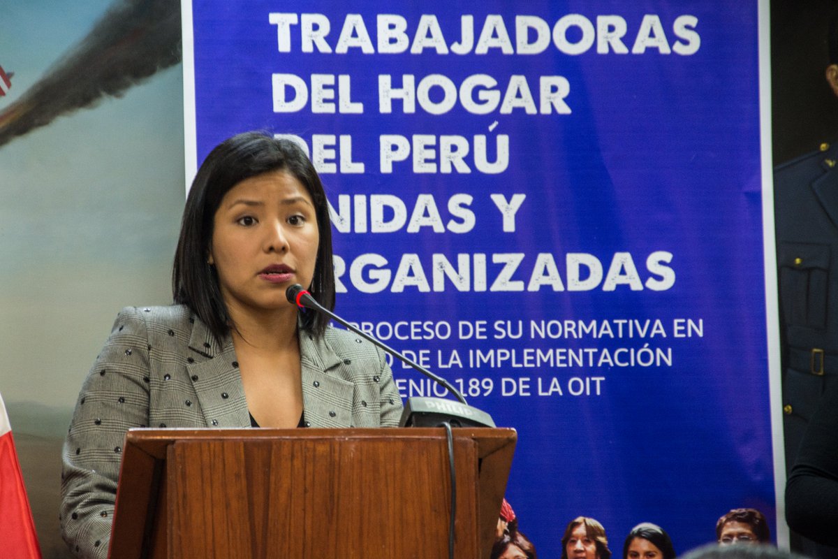 FENTTRAHOP Federación Trabajadoras del Hogar Perú (@fenttrahop) on Twitter photo Está pendiente la aprobación de la #NuevaLeyTH para trabajadoras del hogar, en cumplimiento del convenio189 ratificado por el congreso del Perú. Actualmente hay 92% de informalidad y se trata de reconocer los derechos laborales a las trabajadoras. Destacó <a href="/IndiraHuilca/">Indira Huilca</a> Está pendiente la aprobación de la #NuevaLeyTH para trabajadoras del hogar, en cumplimiento del convenio189 ratificado por el congreso del Perú. Actualmente hay 92% de informalidad y se trata de reconocer los derechos laborales a las trabajadoras. Destacó <a href="/IndiraHuilca/">Indira Huilca</a>