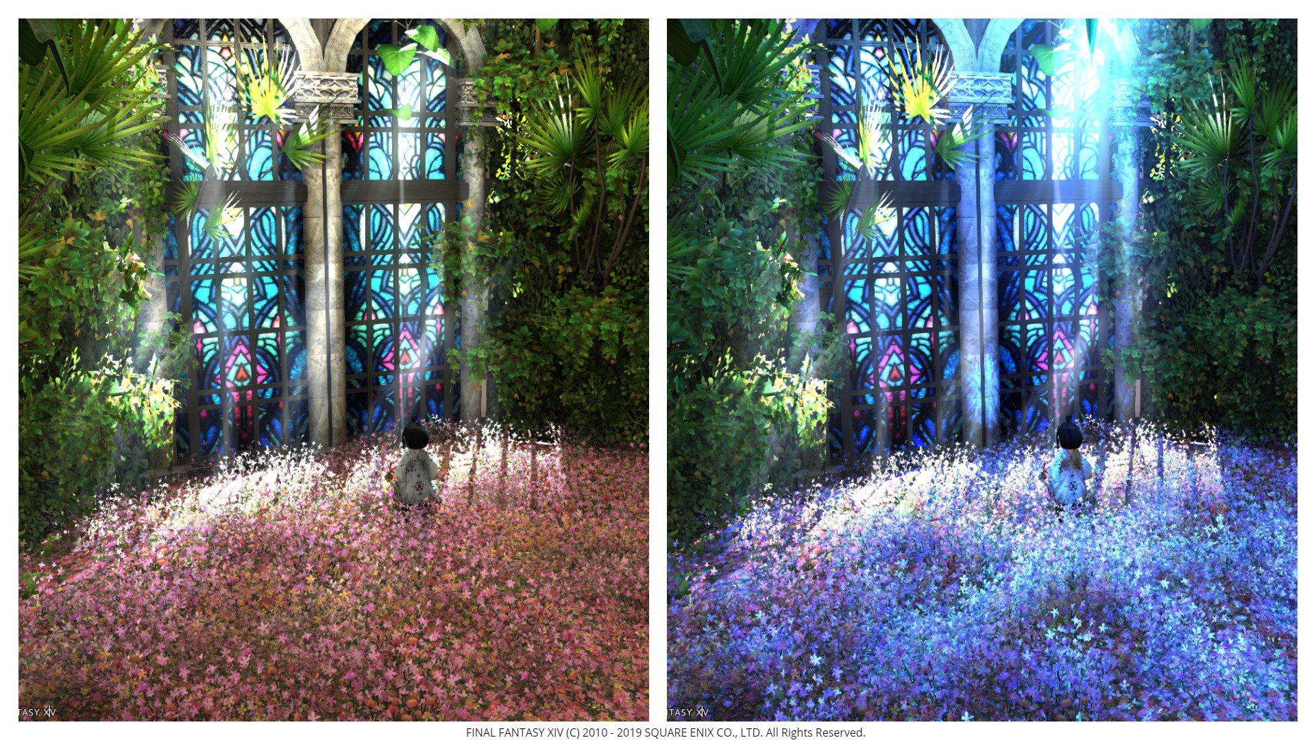 Nora Rappy Carbuncle フラワーラグは元々ピンク系で染色不可だけど シヴァのシャンデリアの下に設置すると青系に見えます 天井照明までの距離によって色味が変わる感じ １枚目 通常設置 ２枚目 Lハウス１f中央 ３枚 ラグ浮かせ ４枚目は