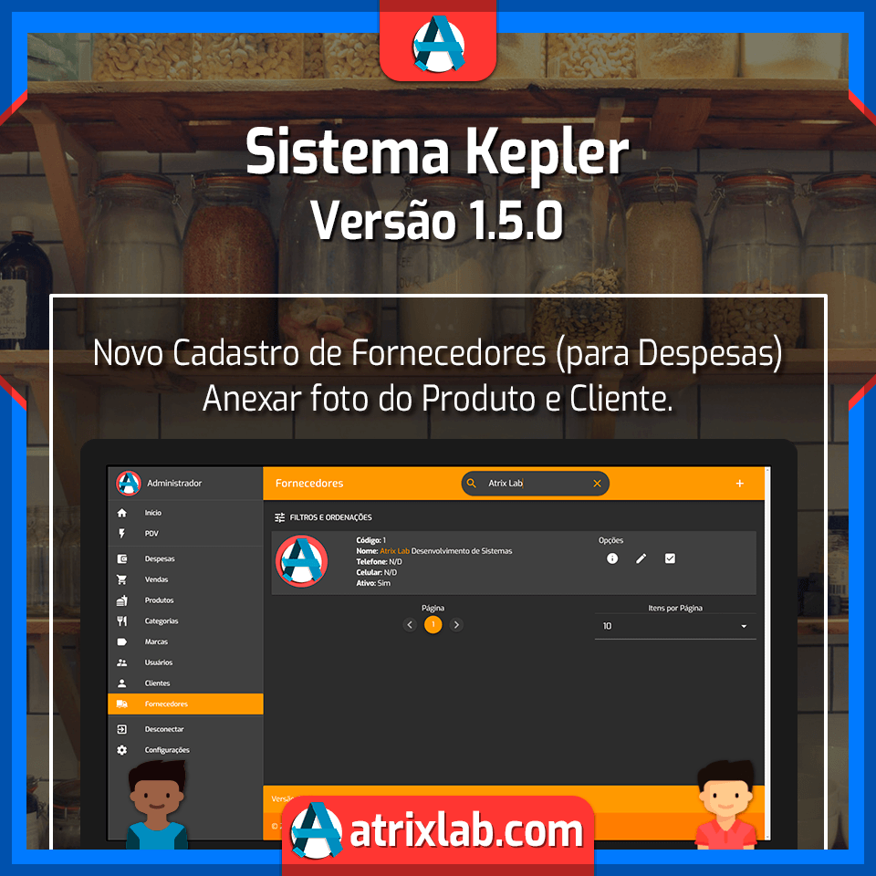 atrix_lab's tweet photo. Sistema Kepler: Nova versão 1.5.0

Novidades:
- Novo Cadastro de Fornecedores (para Despesas)
- Anexar foto do Produto e Cliente
- Pequenos ajustes de responsividade no PDV https://t.co/Z1eKHTBhKx