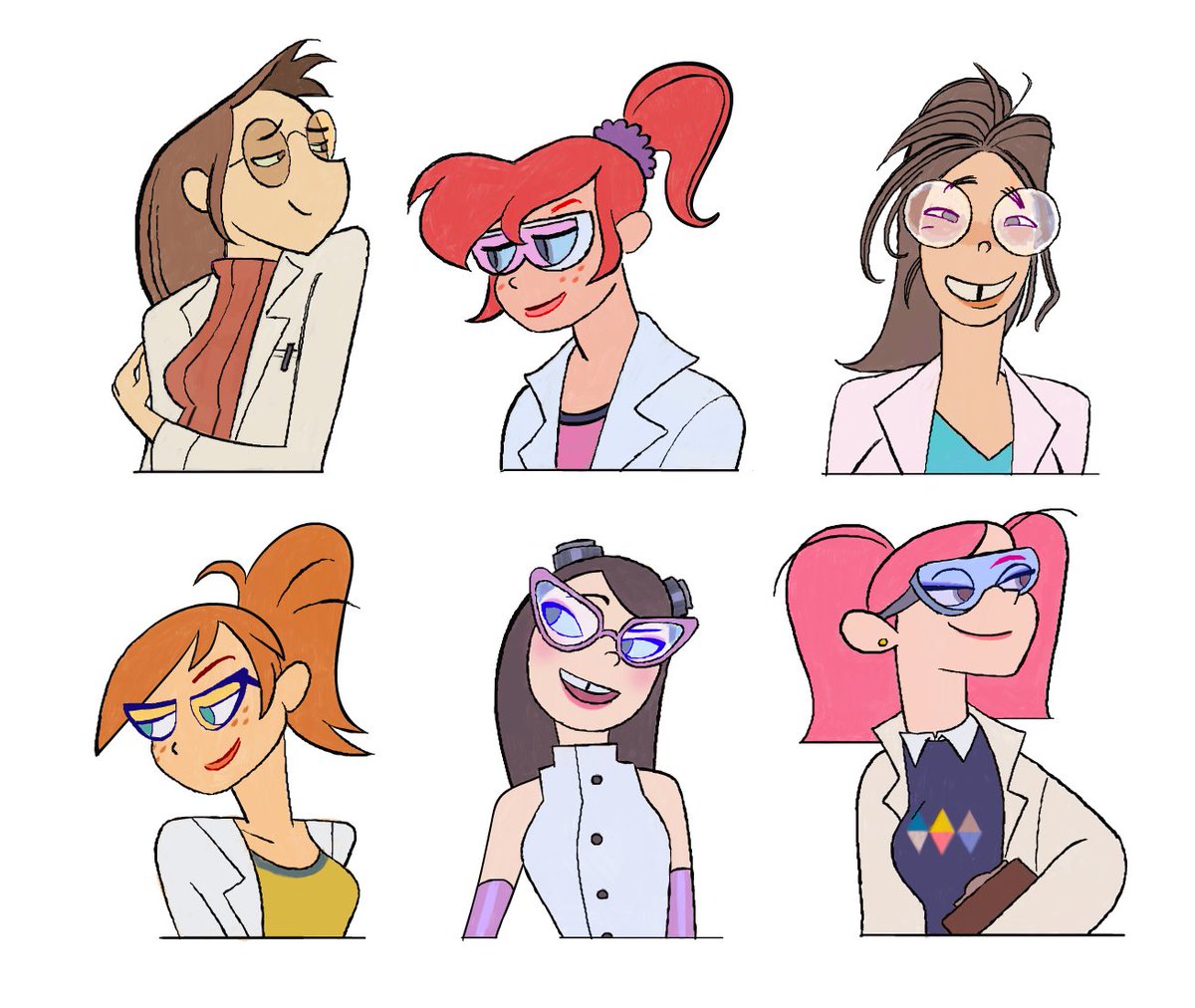 Designed a cute scientist girl and her adventurer husband.