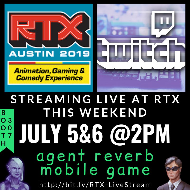 AgentReverb's tweet image. We’re live streaming from our booth at RTX Austin..  @AgentReverb #gaming #indiegame #Twitch