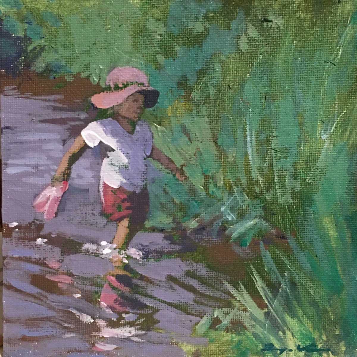 sonyavineartist's tweet photo. Another Abinger Hammer. Acrylic on board 6”x6”. #quickpics https://t.co/fnbJPv60Qf
