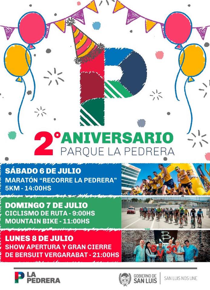 ¡SE VIENE EL CUMPLE de #LaPedrera!
El sábado 6 corremos juntos en la maratón "RECORRE LA PEDRERA". 
El domingo con las competencias de Ciclismo de Ruta y luego la competencia de Mountainbike.
Y el lunes 8 te esperamos con el gran cierre musical de Bersuit Vergarabat Oficial.