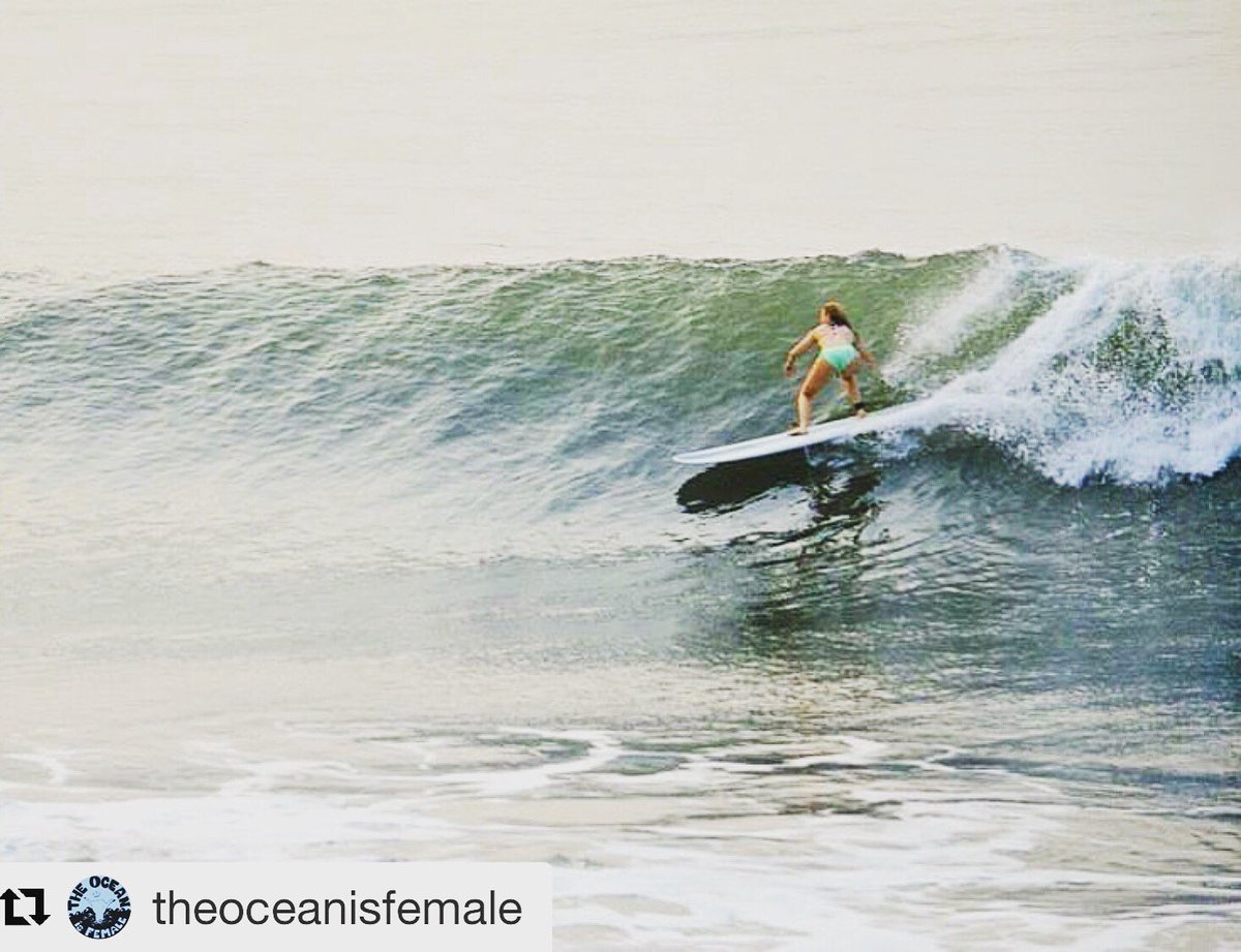 #Repost @theoceanisfemale
“My most memorable surf moment is going out with a local at the La Ocho break in Puerto Rico during a big swell.  I remember hearing the whooping of 50 guys cheering me on and the roar of the wave as I dropped in. It felt like jumping off of a building.”