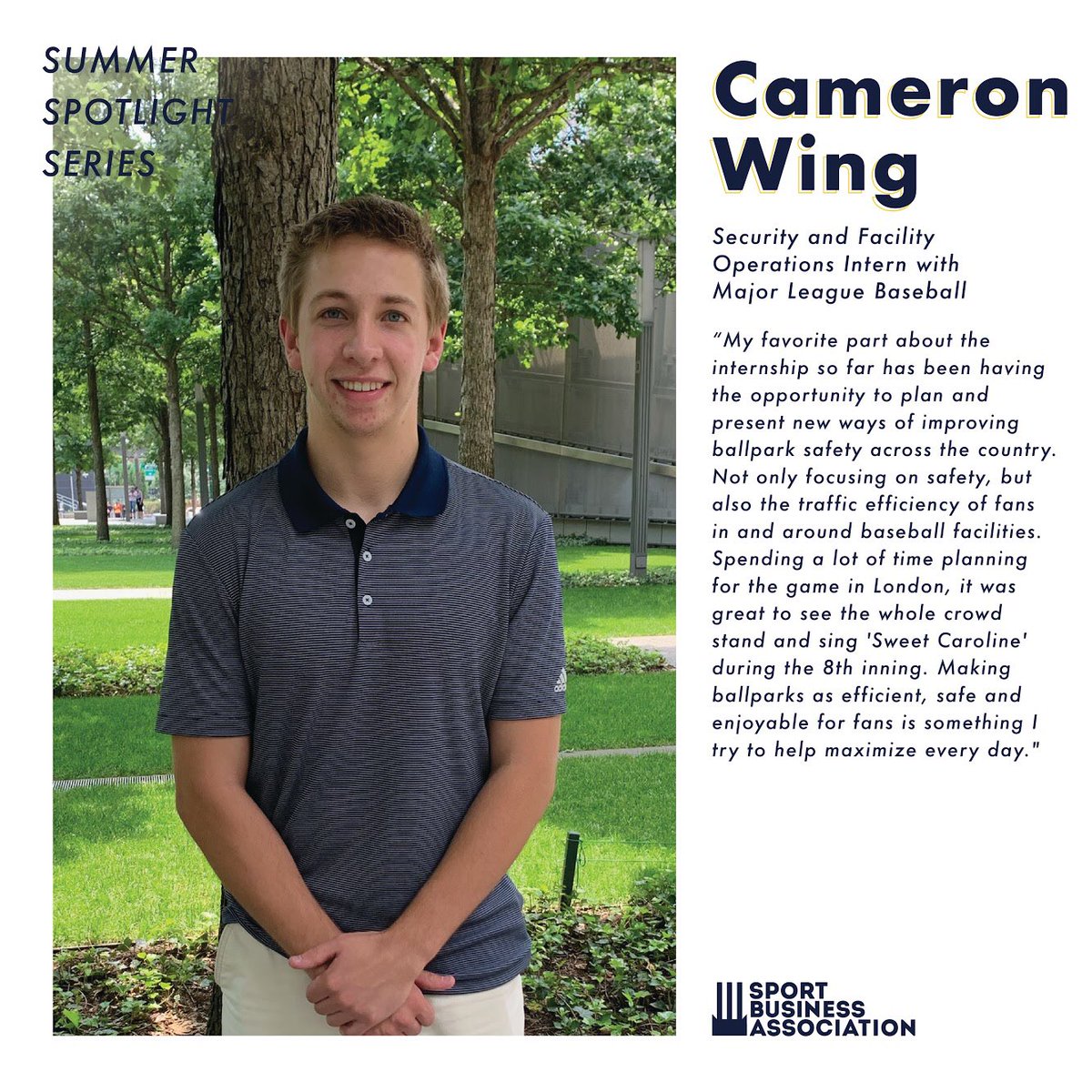 MichiganSBAJ's tweet photo. SUMMER SBA MEMBER SPOTLIGHT
Here’s our members of the week and the internships they are working at for the summer! 
Cam Wing: Senior | SM | Major League Baseball
Connor Ladwig: Sophomore | SM/ Business Minor | Wasserman https://t.co/e5yE8kWwo0