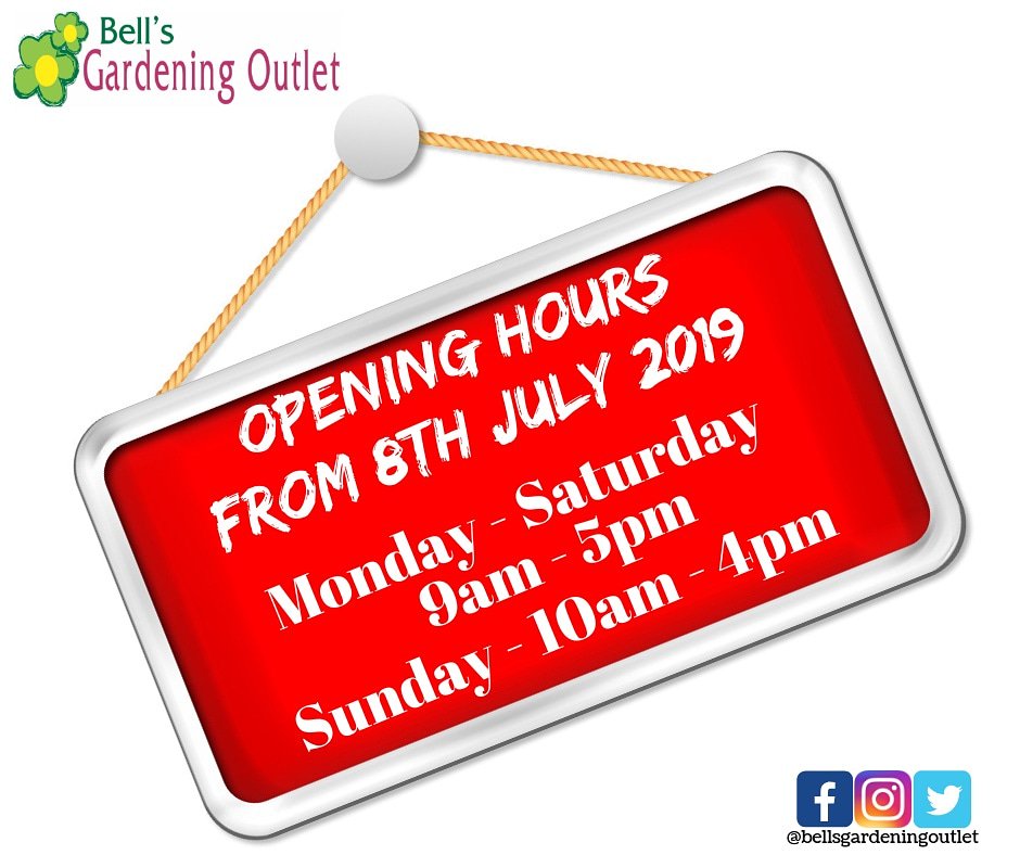 BellsOutlet's tweet photo. Our opening hours are changing #bellsgardeningoutlet #9to5 https://t.co/TbeQGdQJAX