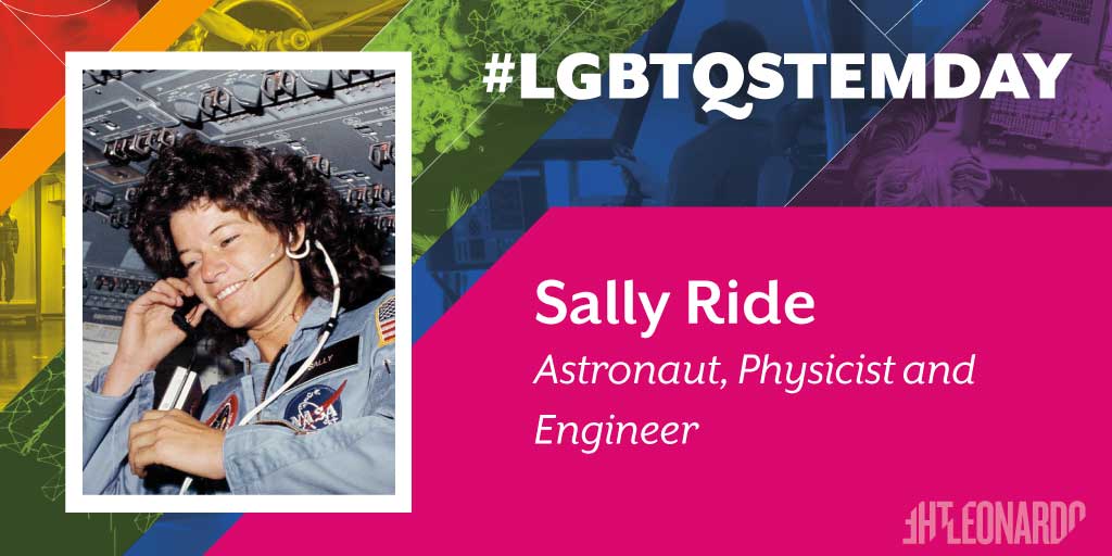 the_leonardo's tweet photo. Happy #LGBTQSTEMDAY !
Sally Ride is the first American woman in space and the first LGBTQ astronaut that we know of. She was a physicist and engineer, and served missions aboard the Challenger. She co-authored children's books with her partner Tam O'Shaughnessy. #PrideinSTEMDay https://t.co/l8fYuvKSVW