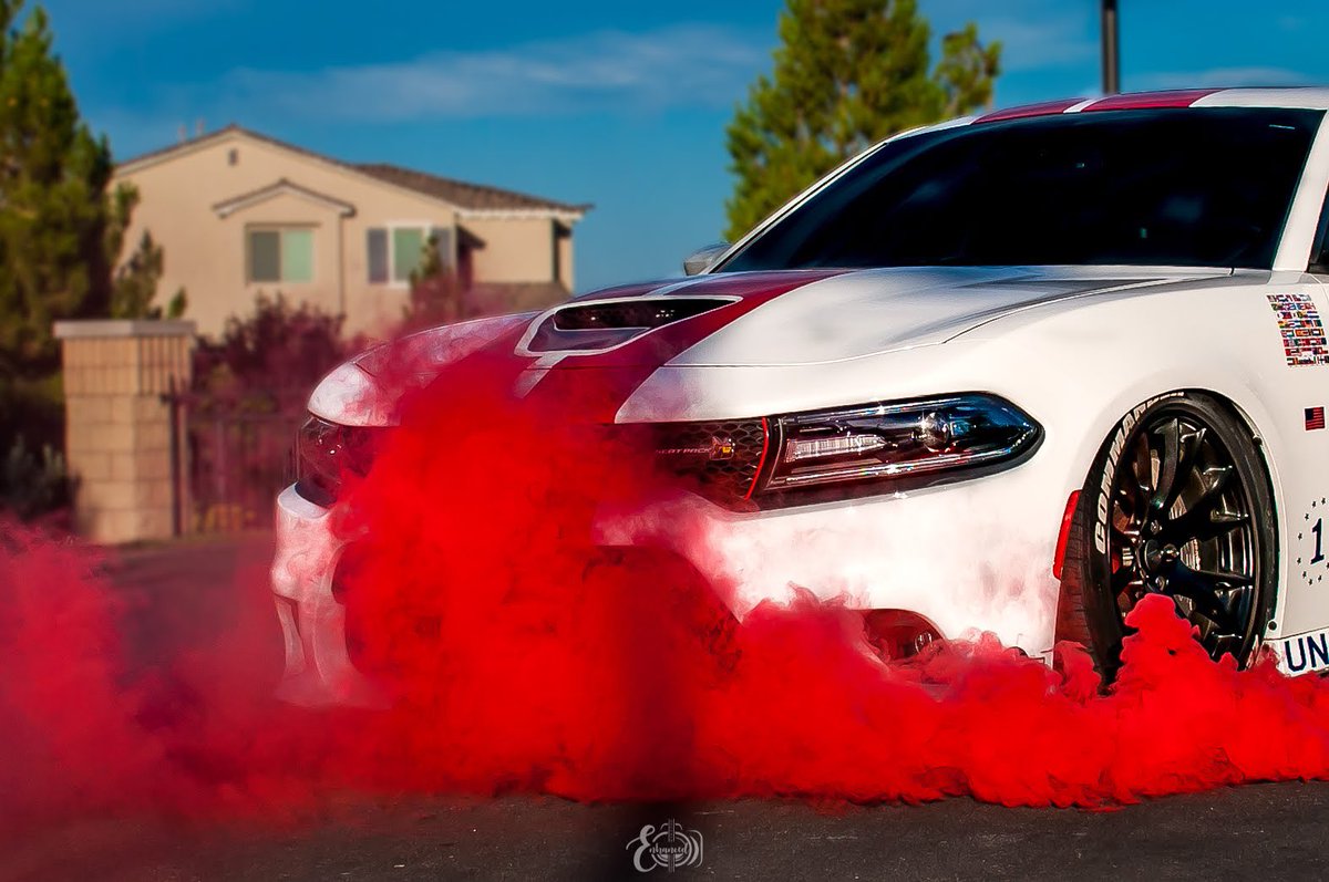 get_enhanced's tweet photo. When the smoke clears.... #getenhanced #FrontEndFriday #theteamcharger #universalair #atturotires @uasmedia @Dodge @AIRLIFTperform @OfficialMOPAR @TowbinAuto @AirForceMag @AFThunderbirds https://t.co/0z4kZxlgqY
