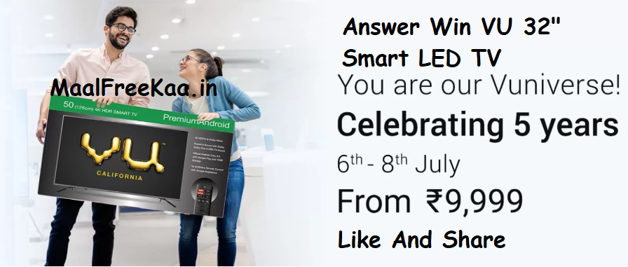 MaalFreeKaa's tweet photo. #Contest Answer #VuUltraSmart #LEDSmartTV Only #Rs1
Play Here #MaalFreeKaa #VUTV #ContestAlert
https://t.co/0o6sxTk00P https://t.co/KIynOQIP0K