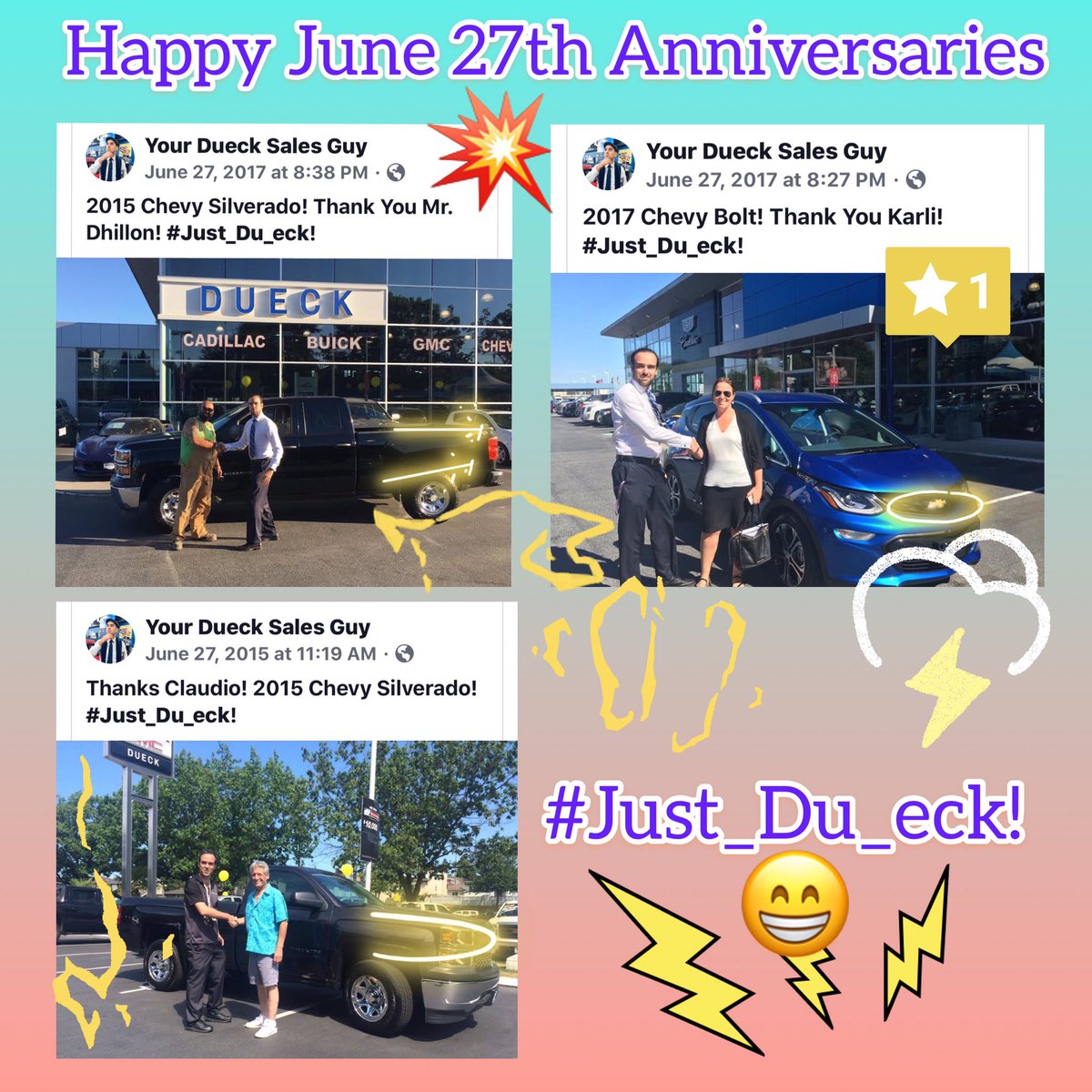 urduecksalesguy's tweet photo. #DueckThrowBackPost!      #HappyAnniversary! #Just_Du_eck!      https://t.co/al2K3pvxha #vancity #vancouverbc #vancouver #Dealership  #Success    #Sales #CustomerService #Automotive @Urduecksalesgi1 @CPI_Results @BeckyChernek https://t.co/ihC2jVNBpx