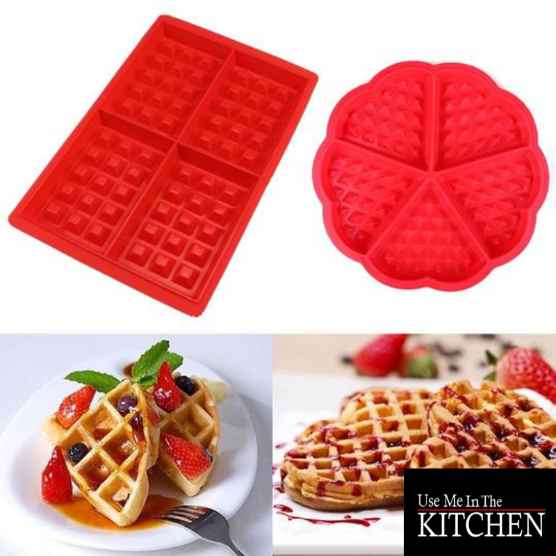 usemekitchen's tweet photo. Waffle irons are a pain in the rear to clean, so we've got silicone molds that make your breakfast life that much easier! Make traditionally-shaped waffles or fun heart-shaped waffles -- either way, delicious waffles are pure love <3 https://t.co/bsLyzA6V8T https://t.co/nwCNqlfbib
