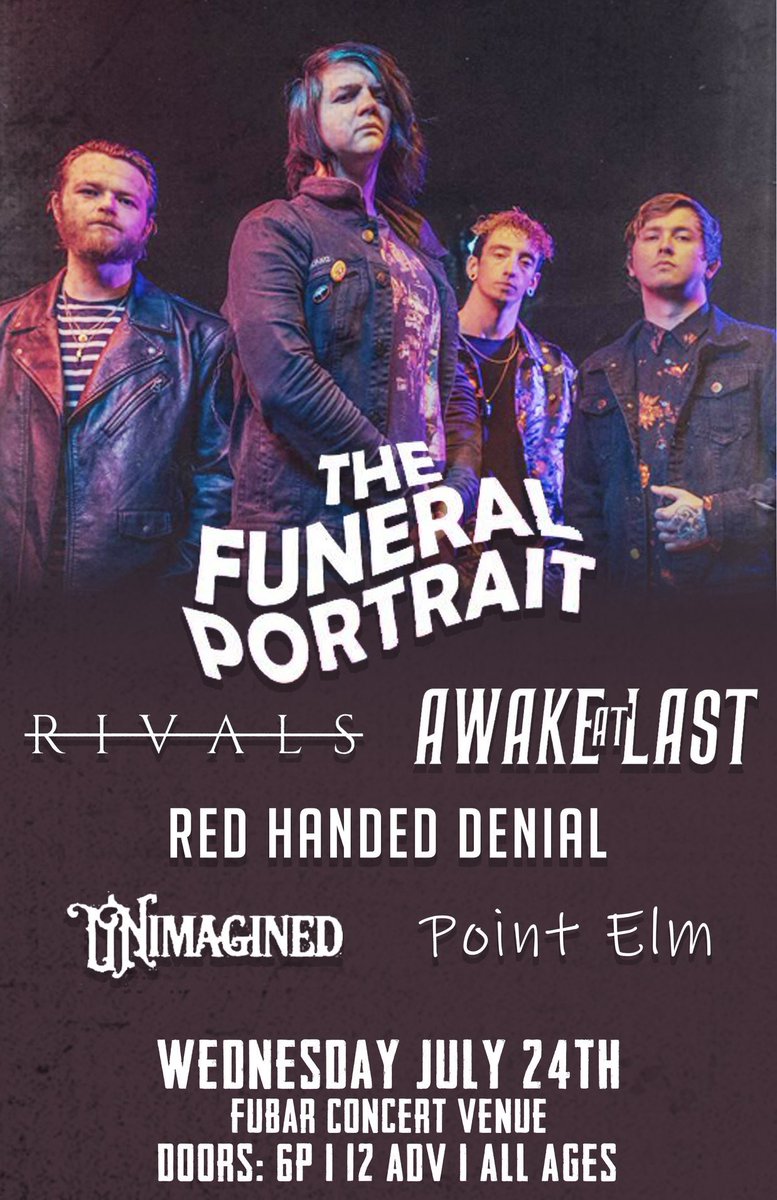 ICYMI: 
After we get home from tour, July 24th we get to play with some super cool bands! 
Tickets on sale NOW. 
Go check out:
@TFP_tweets 
<a href="/WeAreRVLS/">R I V A L S🦋😈</a> 
<a href="/awakeatlastrock/">Awake At Last</a> 
<a href="/rhdband/">Red Handed Denial</a> 
Point Elm

Jam our record &amp; sing the songs back at us!: 
open.spotify.com/artist/1wBzPDZ…