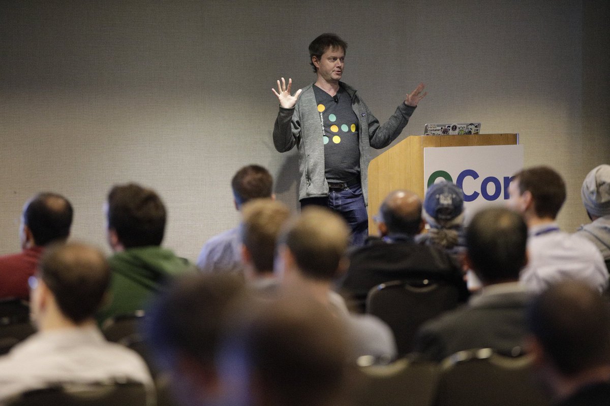 QCon's tweet image. .@justincormack discusses the current status of OSes, the languages used to write them and the growing presence of #unikernels and #microkernels. #QConSF talk on @infoQ bit.ly/2HpxLKa