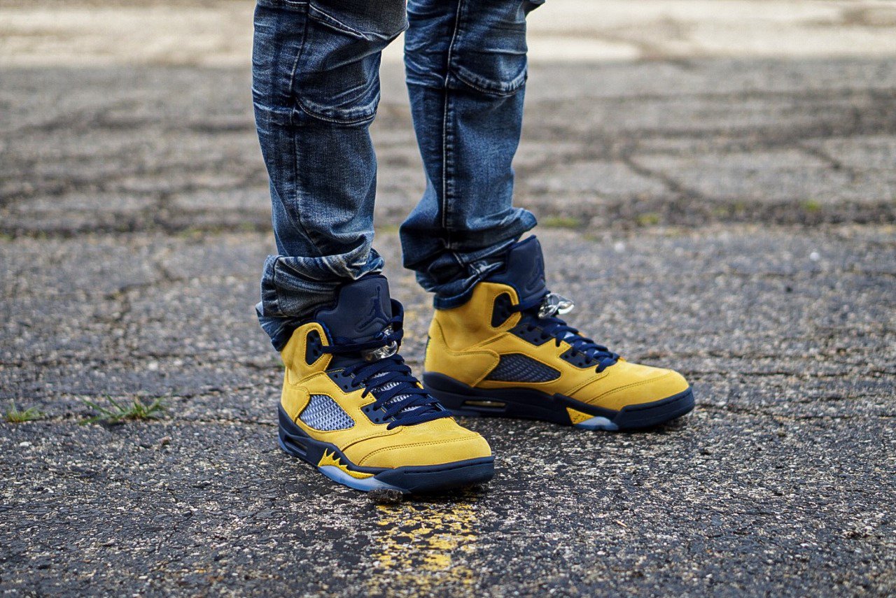 blue and yellow jordan 5 2019