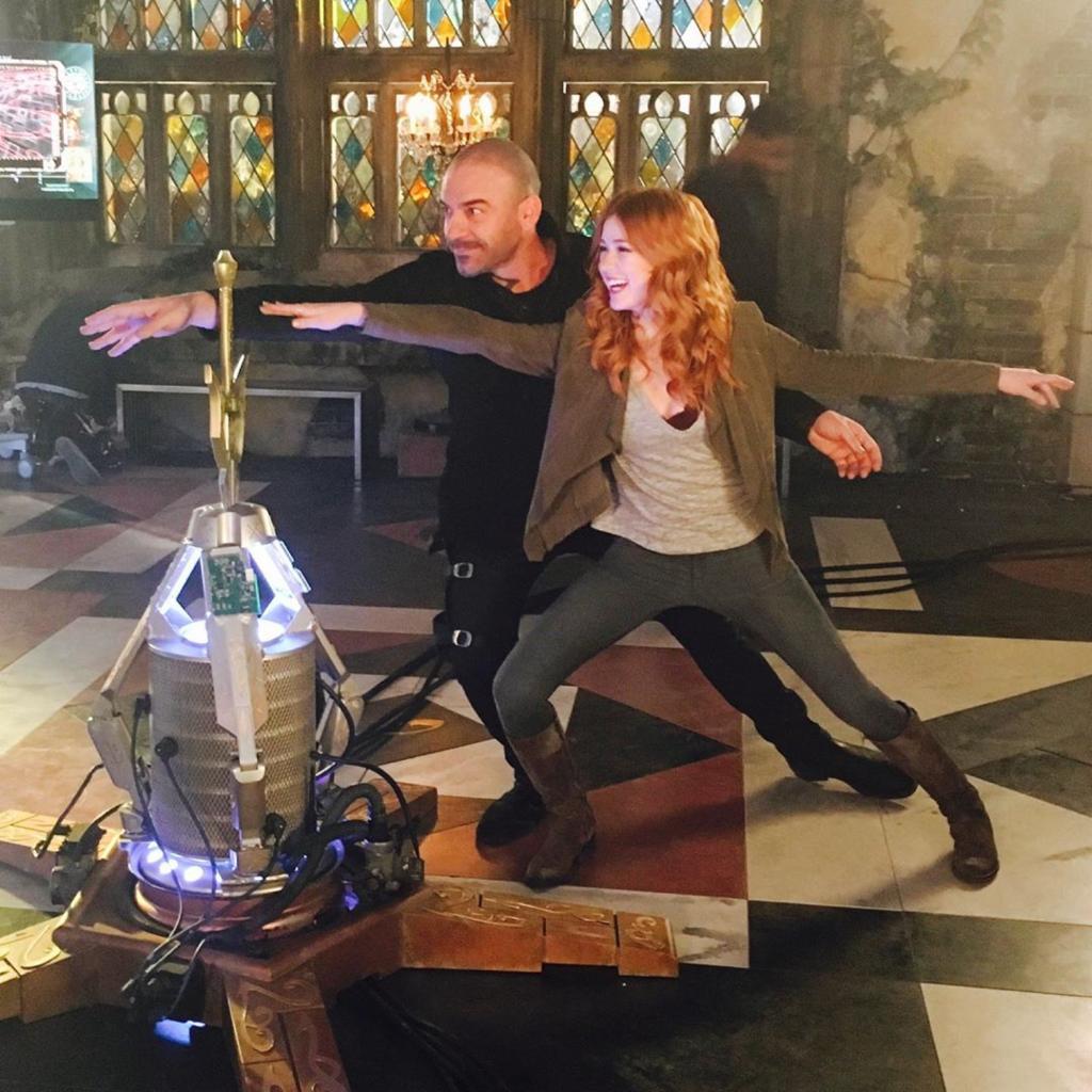Flashback to father daughter yoga. Behind the scenes of #Shadowhunters. #FBF