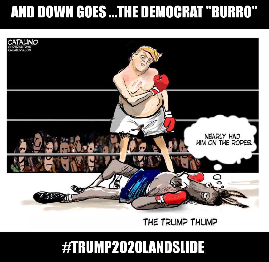 And Down Goes "El Burro"🤣
#Trump2020Landslide 
<a href="/EnemigoELA/">Wilo Ramos Ferrer</a> <a href="/FrankieRusso1/">FRANKIE RUSSO, TALK SHOW HOST @ 77 WABC</a> <a href="/cucusahernandez/">Cucusa Hernandez</a> @BaMbINiT0 <a href="/1Fashionisima/">Liza Yamilet REEVES</a> <a href="/BebaDril7/">ASALI CARPETEADA Y TROLEADA 😂😂😂😘</a> @MariaCr16008028 @Tony51Martin <a href="/GladysJPREZ2/">Gladys J PÉREZ</a> @Rafatr_111 <a href="/ocasiosalsero/">Our Latin Thing 🇺🇸🇮🇱</a> <a href="/POTUS/">President Donald J. Trump</a> <a href="/LatinosMaga2020/">LatinosForTrump🇺🇸</a> <a href="/CidEloisa/">Eloisa Cid</a> <a href="/TrumpTrainUSA45/">TrumpTrain</a> <a href="/meporrata/">MARIOPO</a> <a href="/ivonne51074936/">ivonneBonny</a>