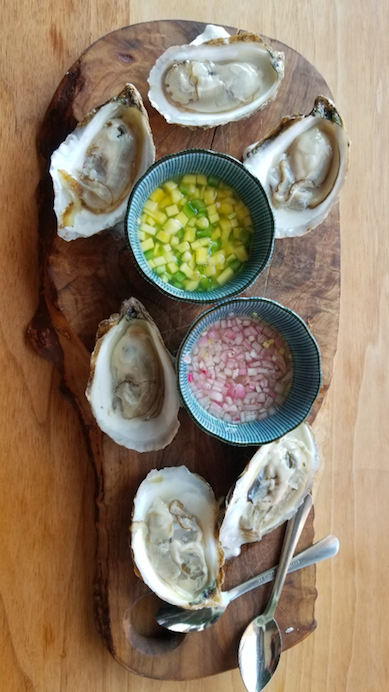 Did we mention that our new #PATIO is open at Defina Wood Fired? To celebrate, we are featuring 1/2 Dozen #Oysters with Red Wine Mignonette &amp; Jalapeño Mango Salsa! #HappyFriday