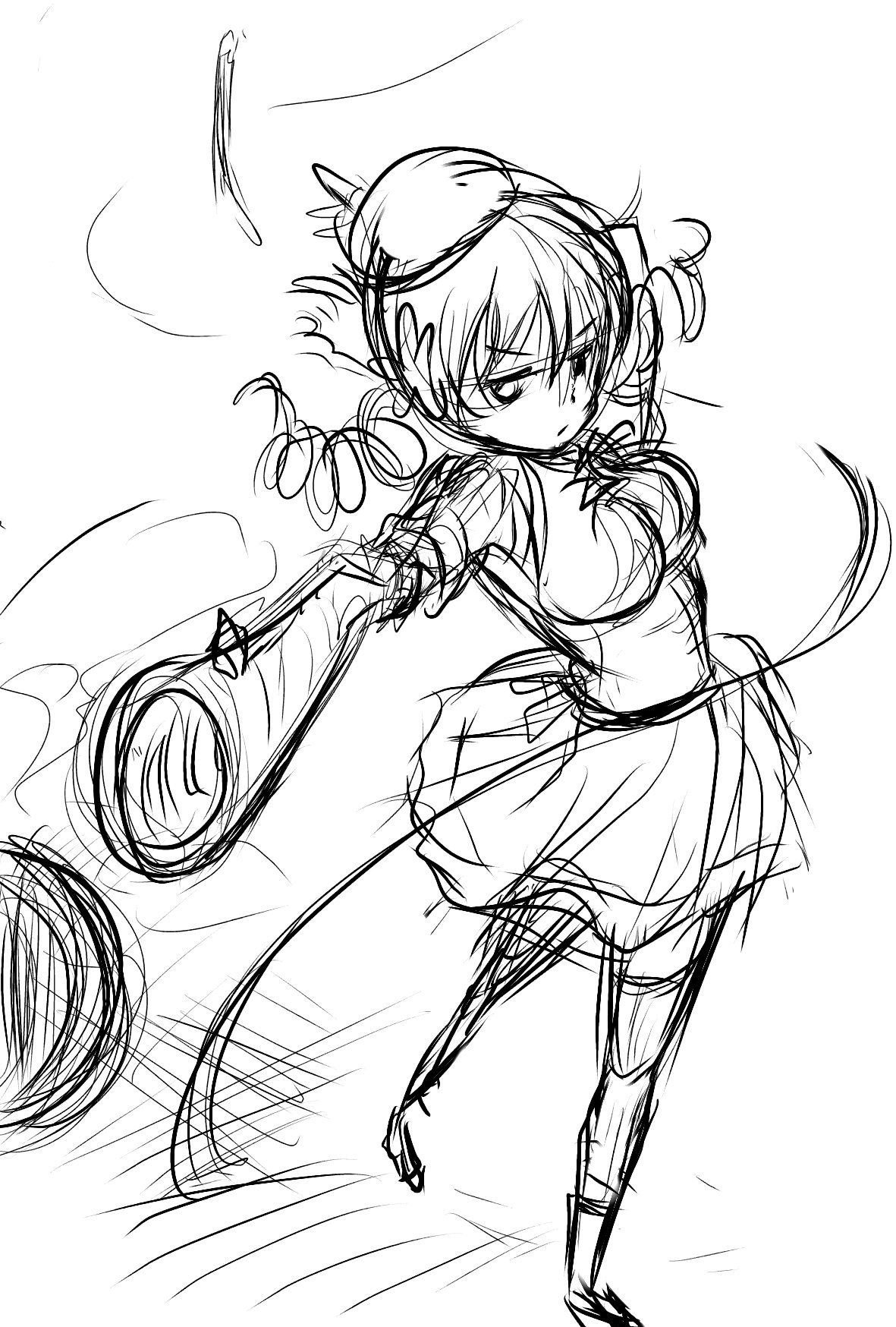 ট ইট র アスカール 絵の練習 アイビスペイント マギレコ 動きのあるポーズとか 奥行きある構図が苦手なので練習 まみさんだとかなりシックリくるのはなぜだろう