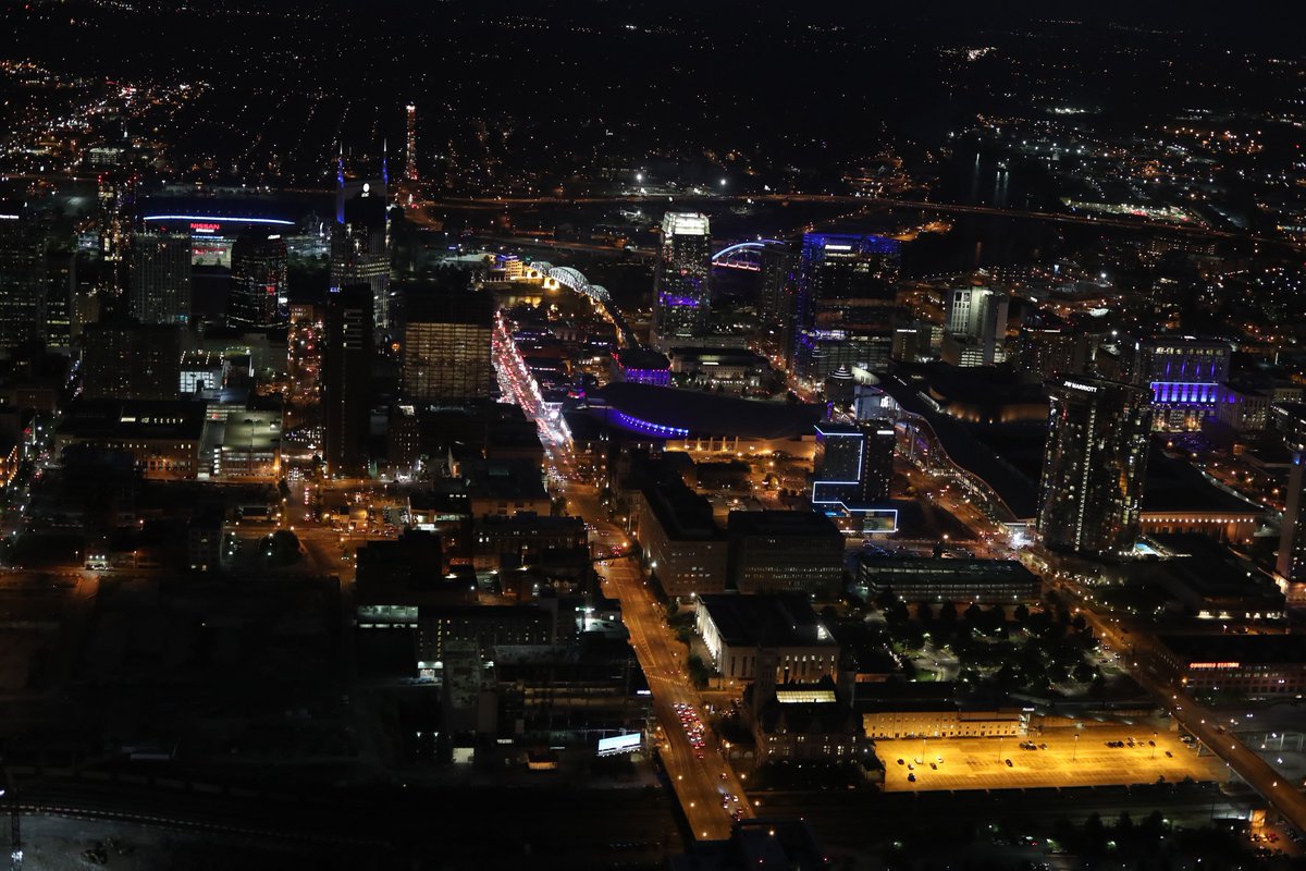 MNPDNashville's tweet photo. Nashville is showing its blue tonight in honor of Officer John Anderson. We and Officer Anderson's family are grateful for our community's support &amp; condolences. https://t.co/R2Yr4S8bSS