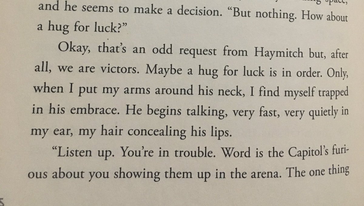 I’m FASCINATED by how Haymitch now uses physical affection himself as a tool here to communicate with Katniss  #TheAspecGames