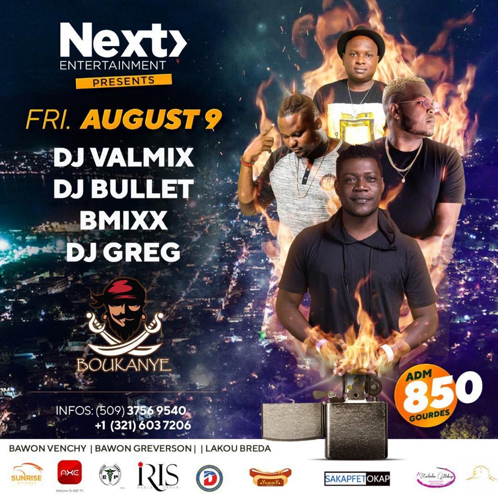 carlooloo____'s tweet photo. 🗣Are you ready to party with NextEnt.... for the first time in Cap-Haitien❓❗NextEntertainment present #DjValmix🔥 #DjBullet🔥 #DjBmixx🔥 #DjGreg🔥 on August 0⃣9⃣ At Boukanye⚔⚔ Pa kwe wap rate bel sware sa  NextEnt... Ap tann nou tout👊🏾👊🏾☺☺ Yonn Di lot Pa diw pat okuran🔥🔥 https://t.co/llAl3BlUJr