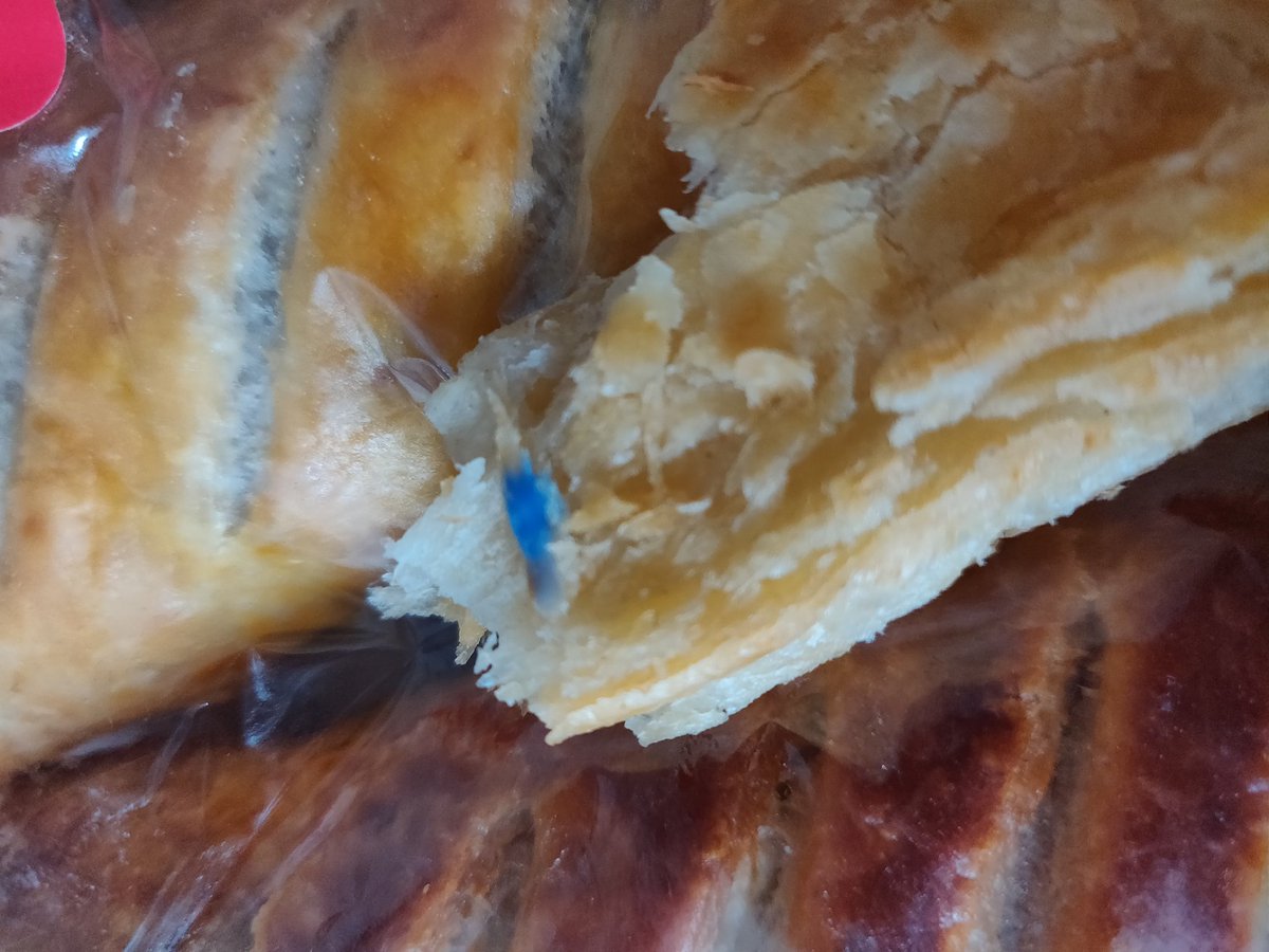 1lucyloo2's tweet photo. Hey @GreggsOfficial just found a piece of blue plastic melted into my son's sausage roll, from your Hillsborough Sheffield store 😢😢 (Also have a video) https://t.co/MD2puMu3HY