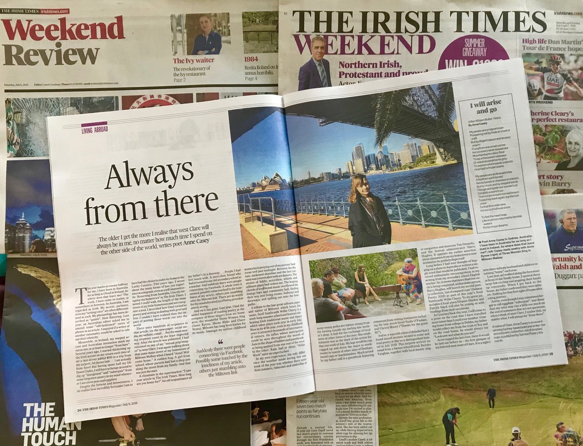 Huge thanks ⁦<a href="/ciaraky/">Ciara Kenny</a>⁩ Editor ⁦<a href="/ITabroad/">Irish Times Abroad</a>⁩ ⁦for publishing my homecoming piece &amp; #poem in this weekend’s The Irish Times Magazine <a href="/IrishTimes/">The Irish Times</a>⁩