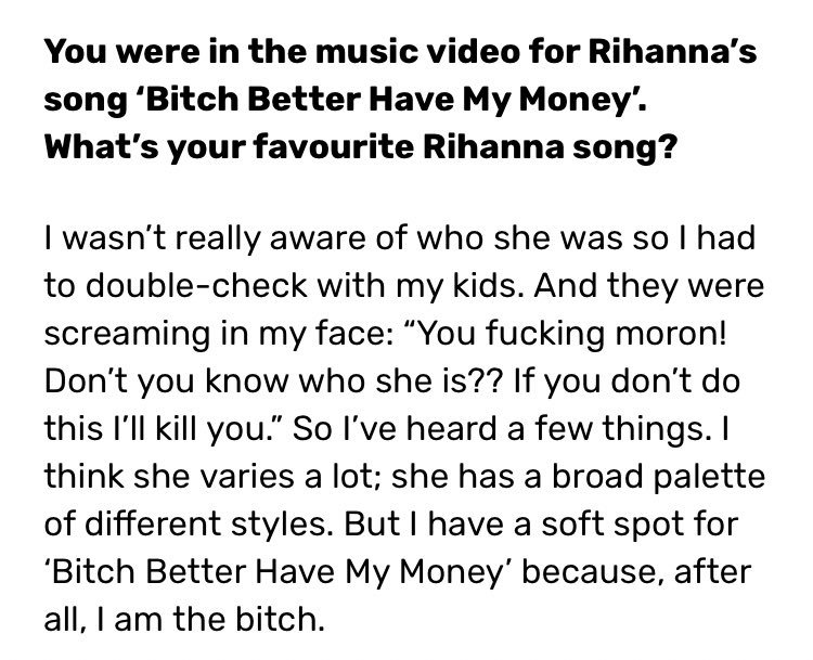 big müde (@snaxolotl) on Twitter photo 07/07/2019 00:05:52 I often think about Mads Mikkelsen’s children threatening to kill him for not knowing Rihanna I often think about Mads Mikkelsen’s children threatening to kill him for not knowing Rihanna