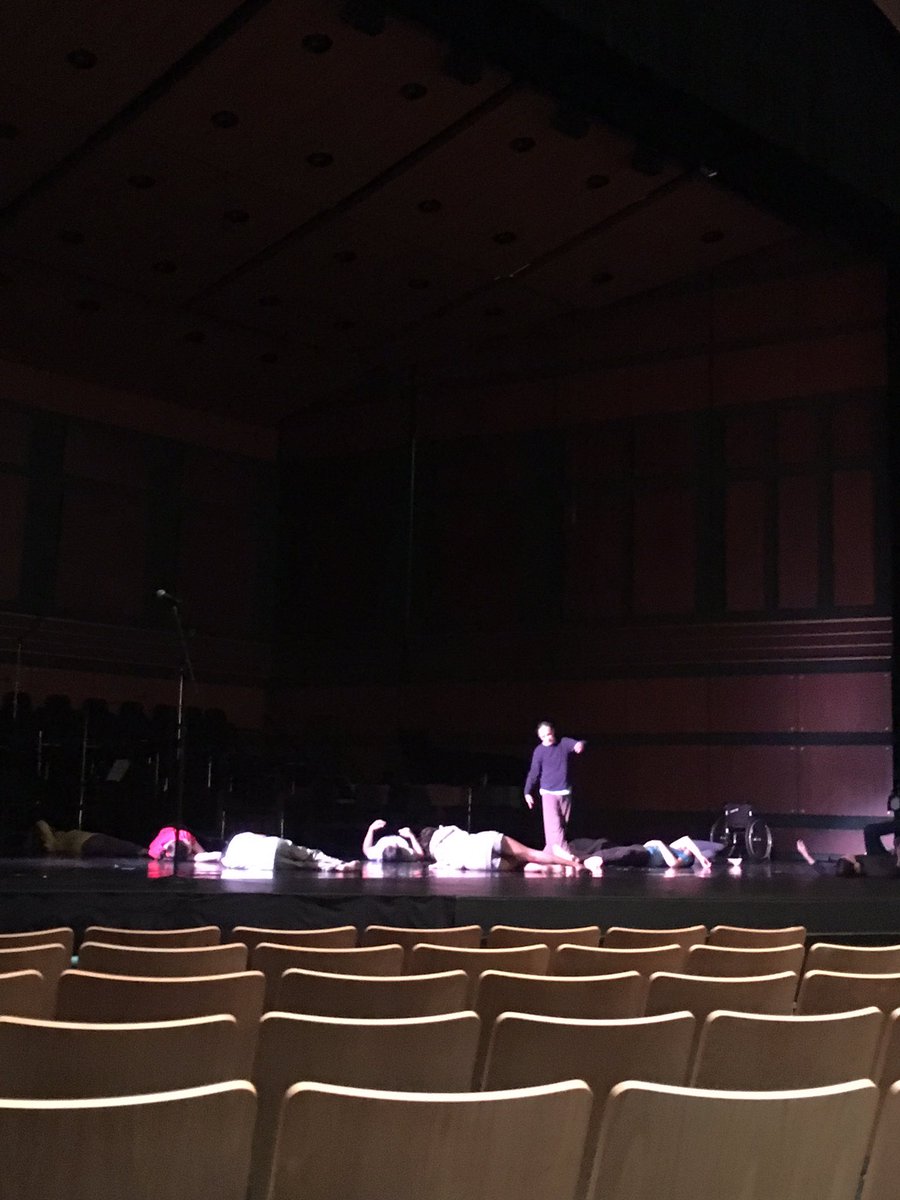 DanceAbilityIn's tweet photo. DanceAbility on stage warming up! @HultCenter https://t.co/oooJJSHTVd