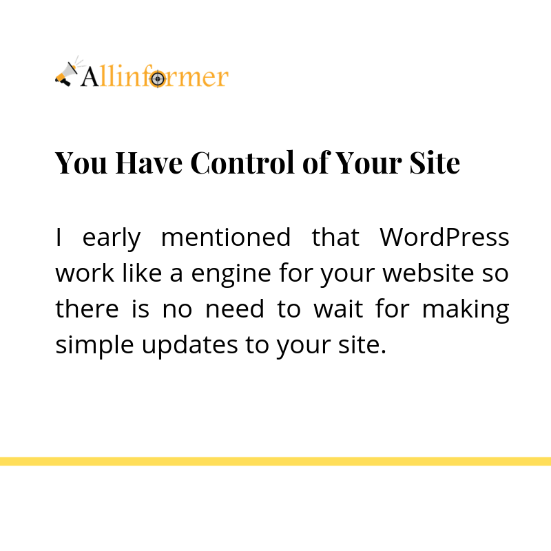 all_informer's tweet image. Key Benefits of WordPress For Business

You Have Control of Your Site

#WordPressBenefit #SimpleWork #SmallBusiness #WordPressPopularity #Allinformer