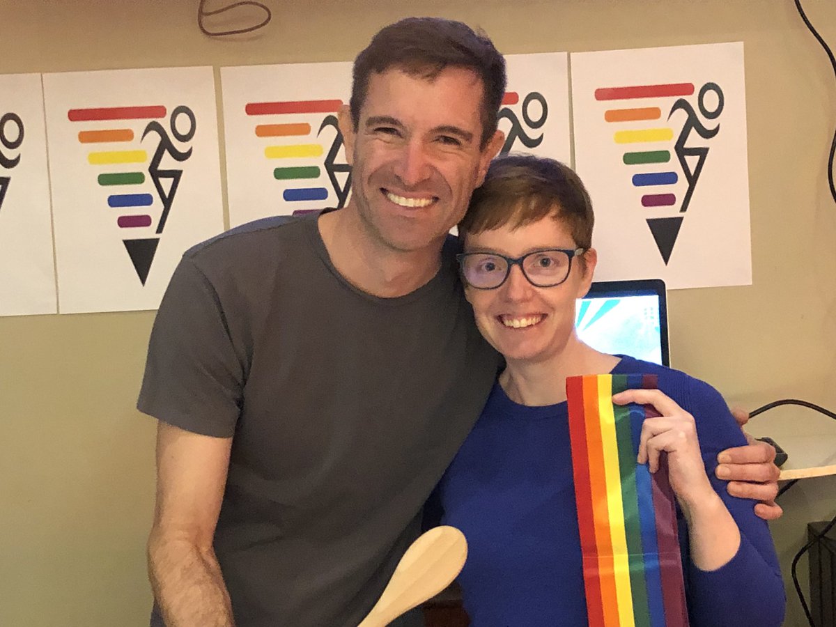And our Co-Presidents are ready for the AGM with their rainbow sashes and wooden spoon ‘gavel’. #LoveFrontrunners @LYButterly <a href="/jkerrison/">John Kerrison</a>