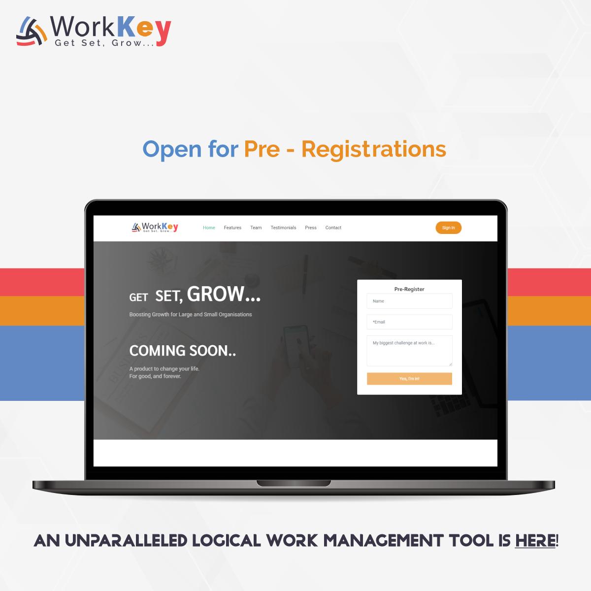 OnWorkKey's tweet photo. WorkKey is now open for pre-registrations!

Click here to pre-register and boost your growth: https://t.co/87BJinfenZ

#WorkKey #Preregister #WorkManagement #productivity #workmanagement #besttool #getsetgrow #collaboration https://t.co/6lpyZtSbE5